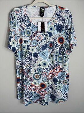 Pure Essence Short Sleeve Tunic Length T Shirt-Multicolor-Made in Canada-XL-NWT